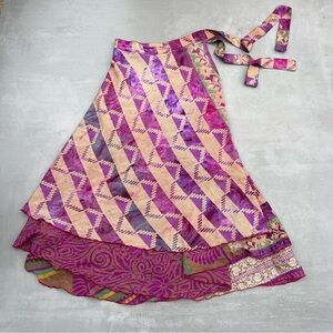 Silk Wrap Skirt Reversible